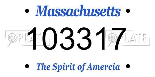 103317 Massachusetts License Plate