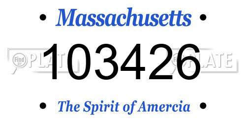 103426 Massachusetts License Plate