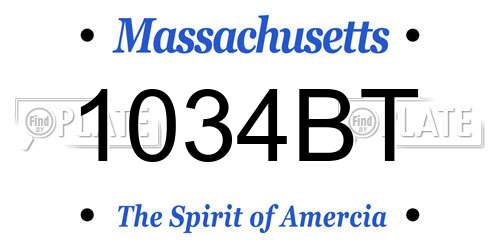 1034BT Massachusetts License Plate