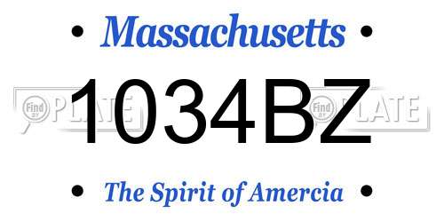 1034BZ Massachusetts License Plate