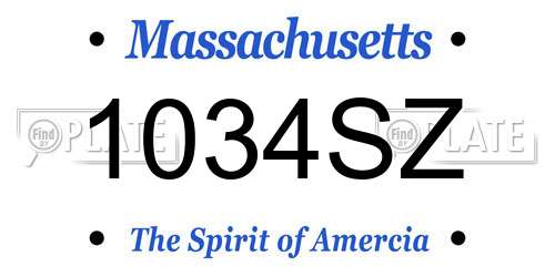 1034SZ Massachusetts License Plate
