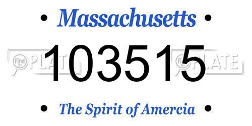 103515 Massachusetts License Plate