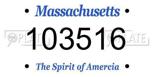 103516 Massachusetts License Plate