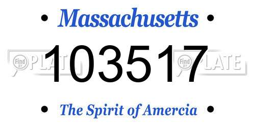 103517 Massachusetts License Plate