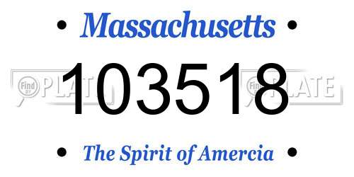103518 Massachusetts License Plate
