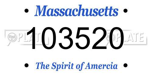103520 Massachusetts License Plate