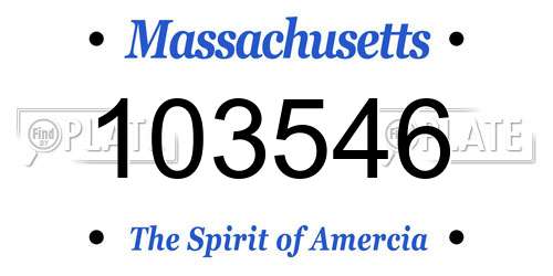 103546 Massachusetts License Plate