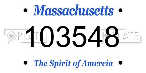 103548 Massachusetts License Plate
