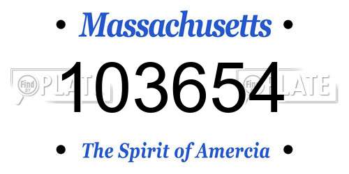 103654 Massachusetts License Plate