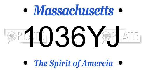 1036YJ Massachusetts License Plate
