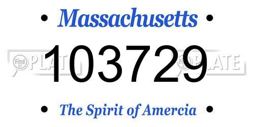 103729 Massachusetts License Plate