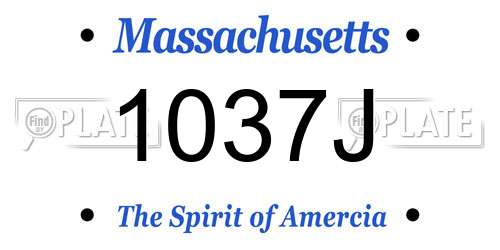 1037J Massachusetts License Plate