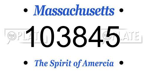 103845 Massachusetts License Plate