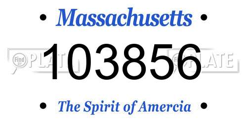 103856 Massachusetts License Plate
