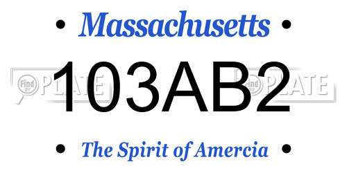 103AB2 Massachusetts License Plate