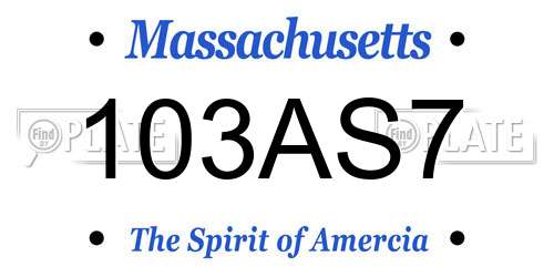 103AS7 Massachusetts License Plate