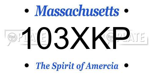 103XKP Massachusetts License Plate