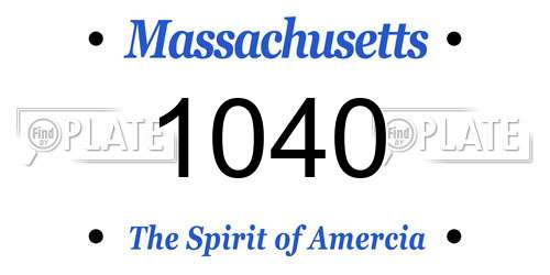 1040 Massachusetts License Plate