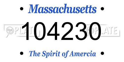 104230 Massachusetts License Plate
