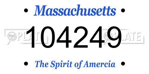104249 Massachusetts License Plate