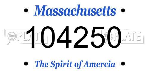104250 Massachusetts License Plate