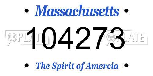 104273 Massachusetts License Plate