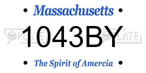 1043BY Massachusetts License Plate
