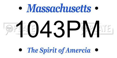 1043PM Massachusetts License Plate
