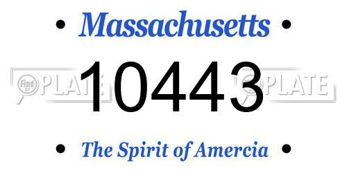 10443 Massachusetts License Plate