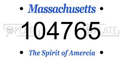 104765 Massachusetts License Plate