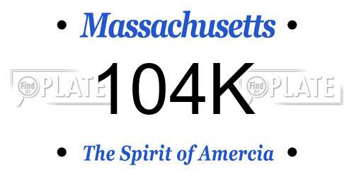 104K Massachusetts License Plate