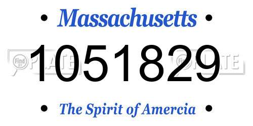 1051829 Massachusetts License Plate