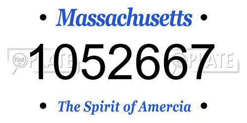 1052667 Massachusetts License Plate