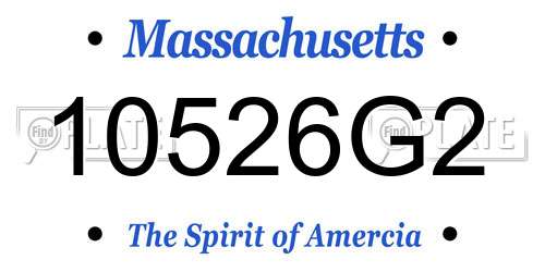 10526G2 Massachusetts License Plate