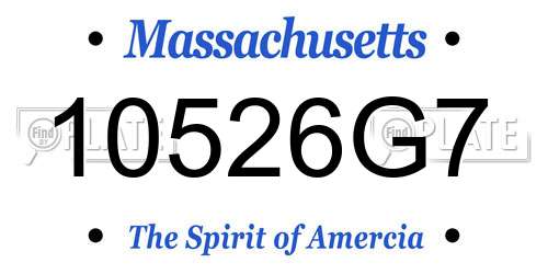 10526G7 Massachusetts License Plate