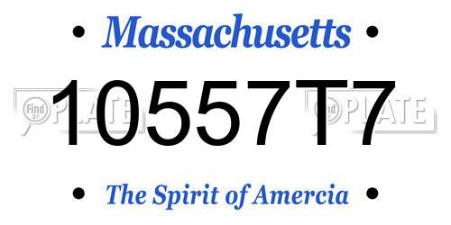 10557T7 Massachusetts License Plate