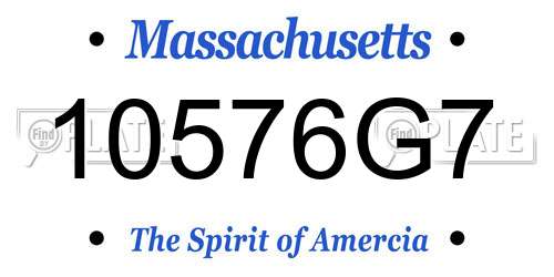 10576G7 Massachusetts License Plate