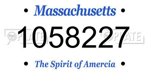 1058227 Massachusetts License Plate