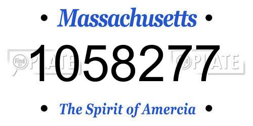 1058277 Massachusetts License Plate