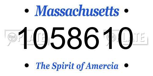 1058610 Massachusetts License Plate