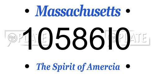 10586I0 Massachusetts License Plate