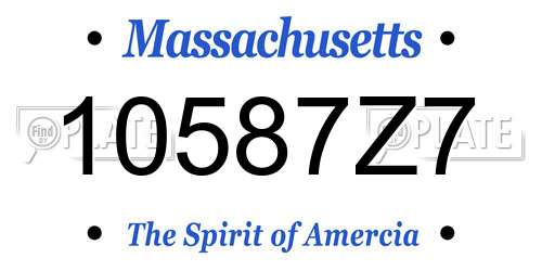 10587Z7 Massachusetts License Plate