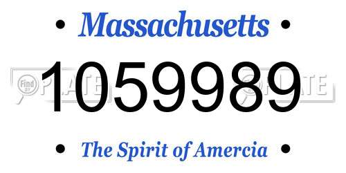 1059989 Massachusetts License Plate