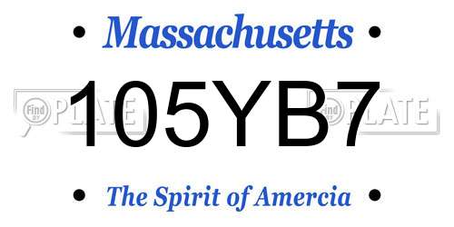 105YB7 Massachusetts License Plate