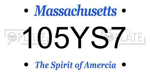 105YS7 Massachusetts License Plate