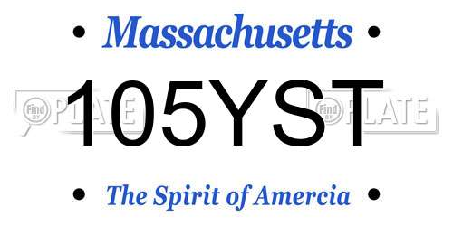 105YST Massachusetts License Plate