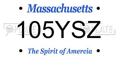 105YSZ Massachusetts License Plate
