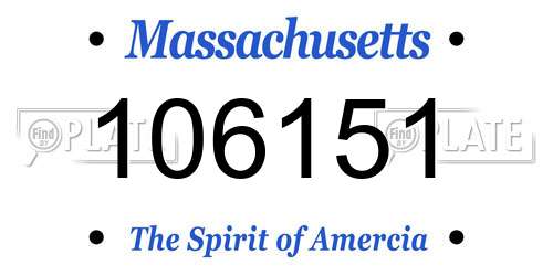 106151 Massachusetts License Plate