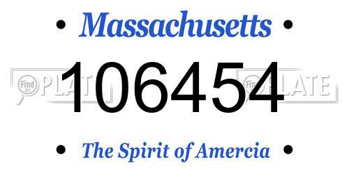 106454 Massachusetts License Plate