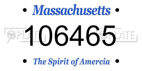 106465 Massachusetts License Plate